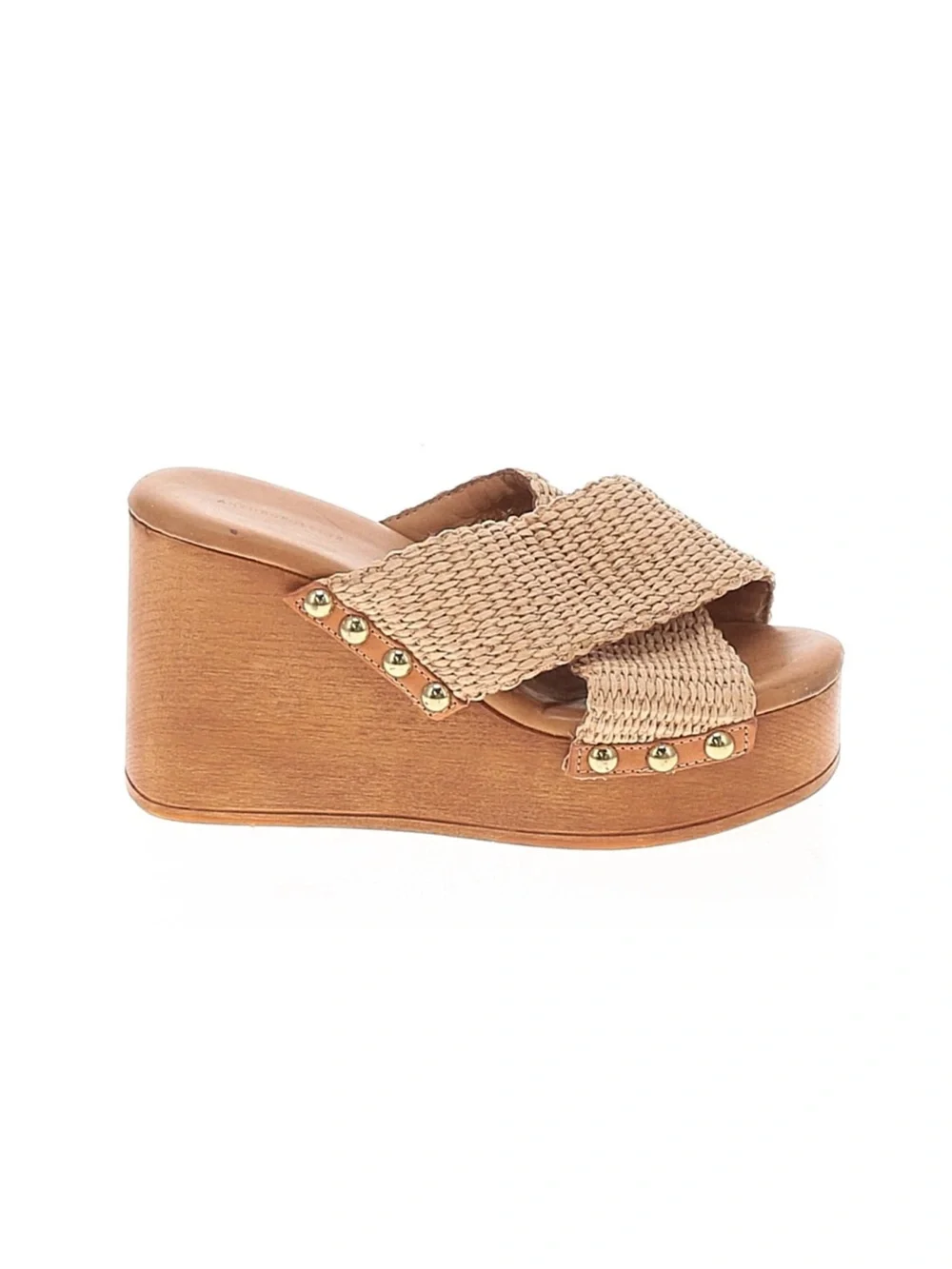 Anthropologie Natural Woven Platform Slide Sandals